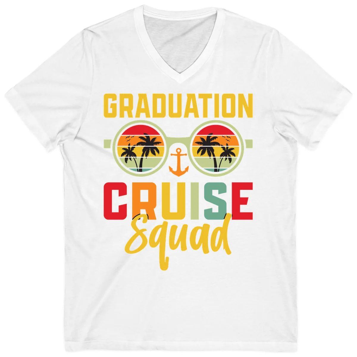Graduation Cruise Squad V-Neck in White