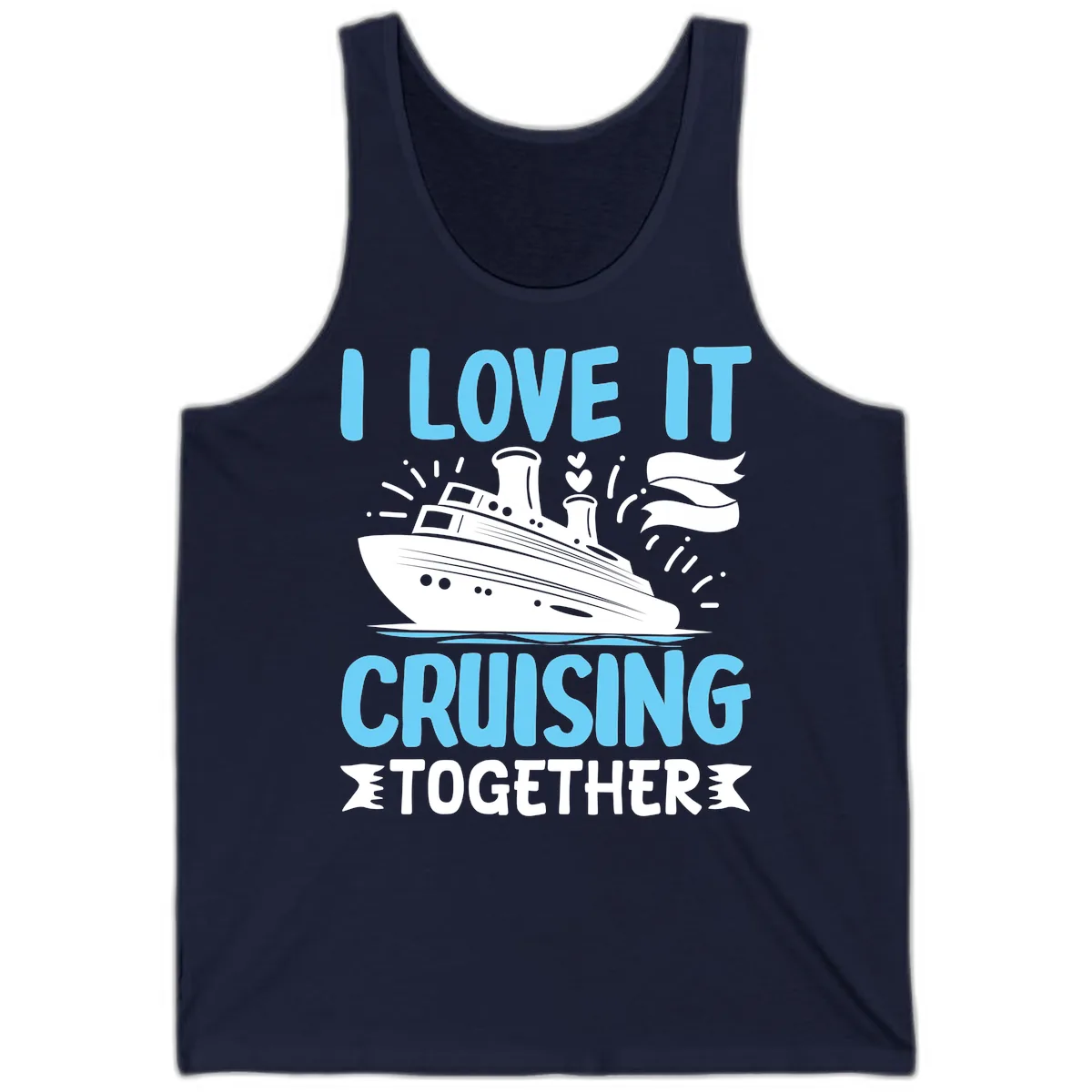 I Love It Cruising Together Tank in Navy