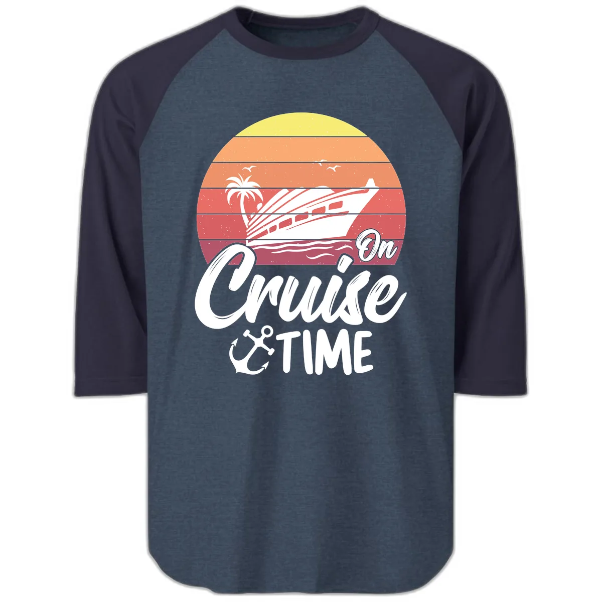 On Cruise Time Raglan 3/4 in Heather Denim Navy