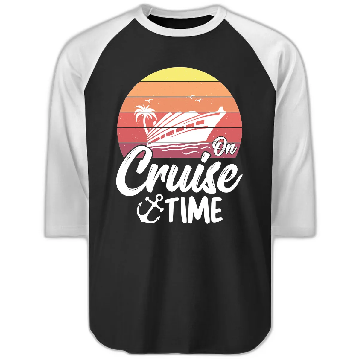 On Cruise Time Raglan 3/4 in Black White