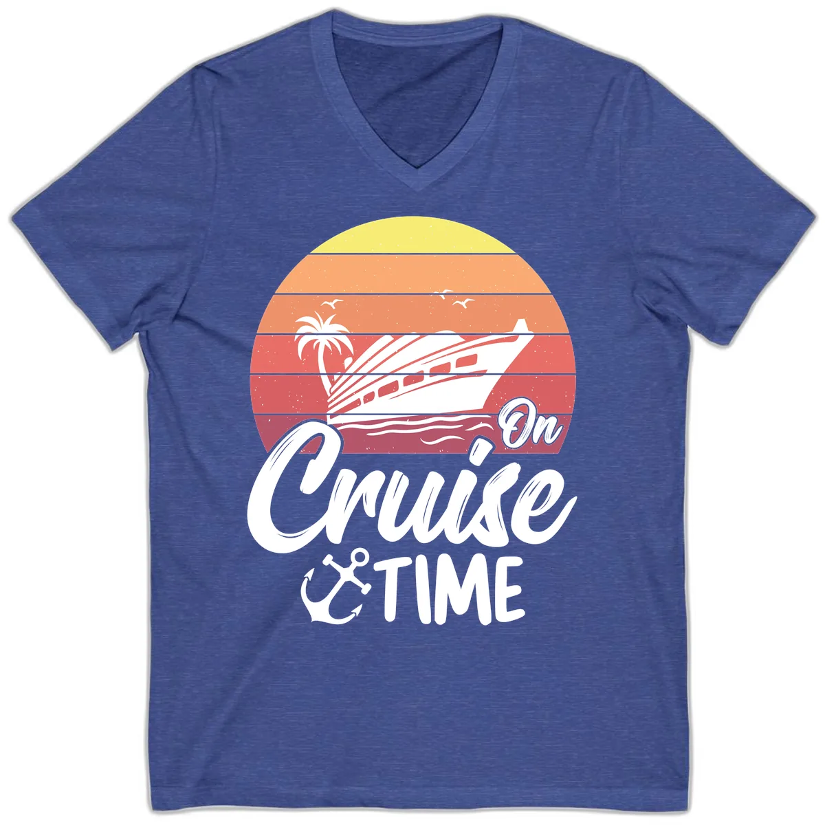 On Cruise Time V-Neck in Heather True Royal