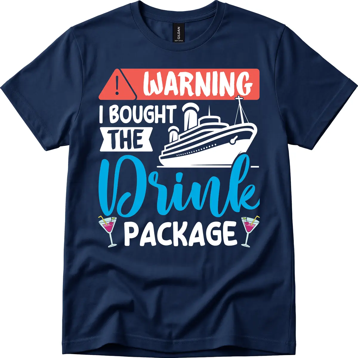 Warning I Bought The Cruise Wine Package T-Shirt in Navy