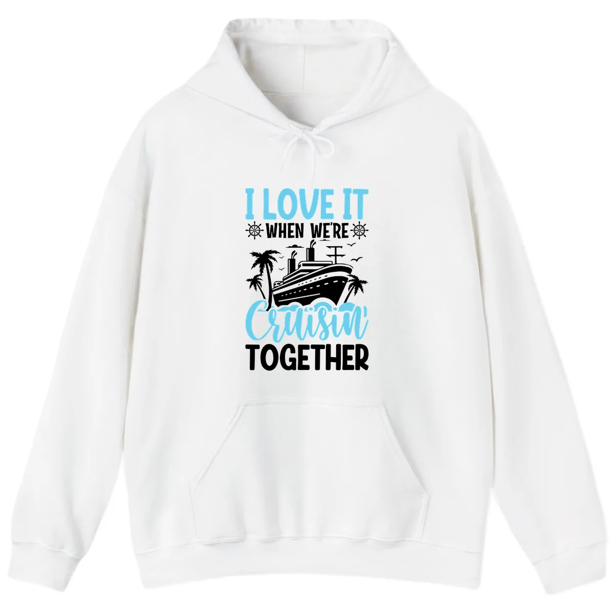 Cruising Together Nautical Design Hoodie in White