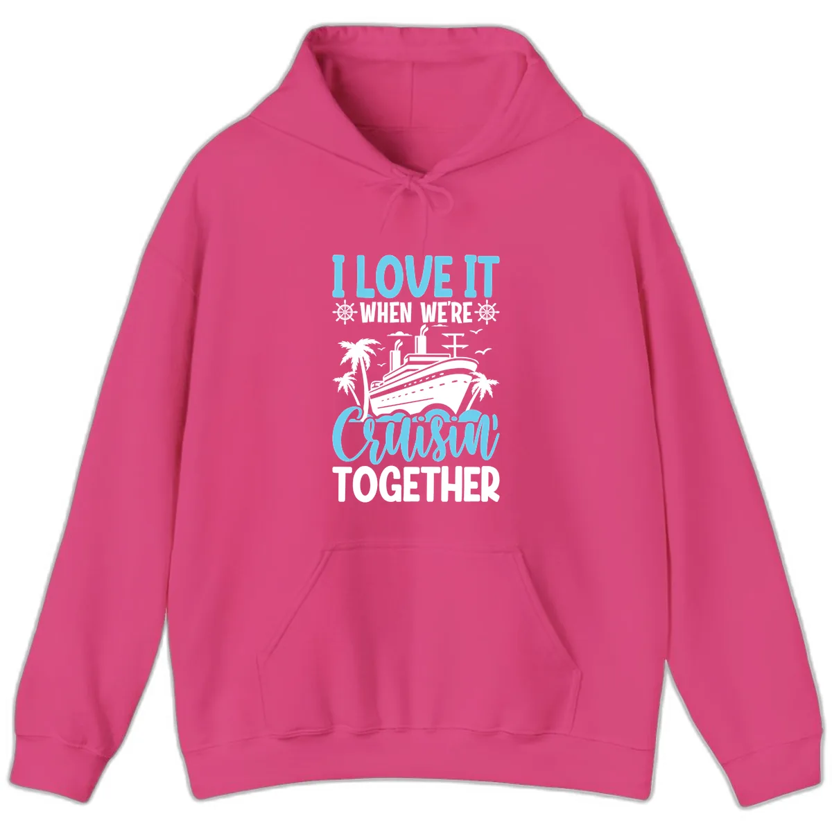 Cruising Together Nautical Design Hoodie in Heliconia