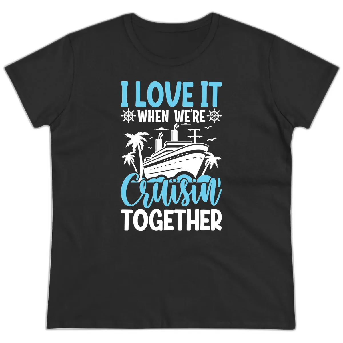 Cruising Together Nautical Design Ladies Tee in Black