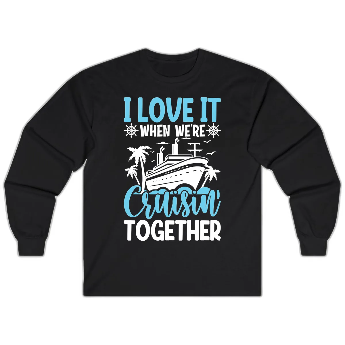 Cruising Together Nautical Design Long Sleeve in Black