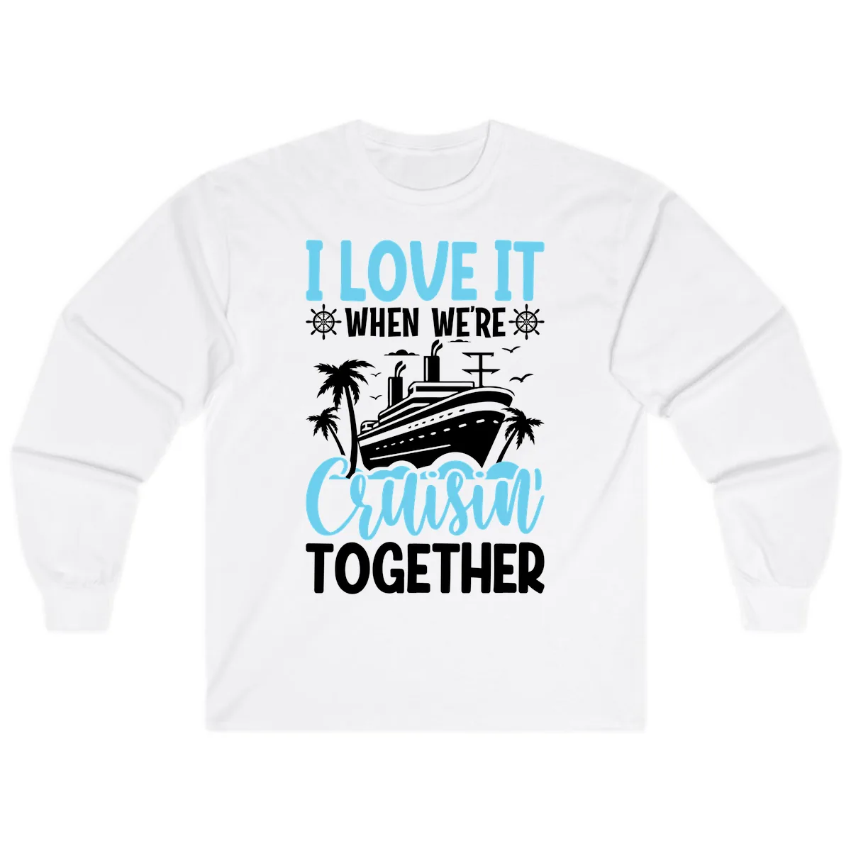 Cruising Together Nautical Design Long Sleeve in White