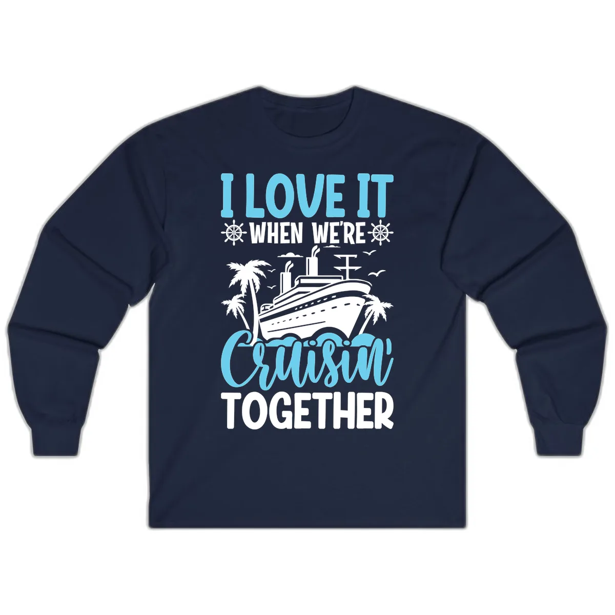 Cruising Together Nautical Design Long Sleeve in Navy
