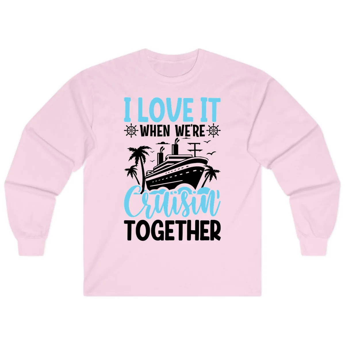 Cruising Together Nautical Design Long Sleeve in Light Pink