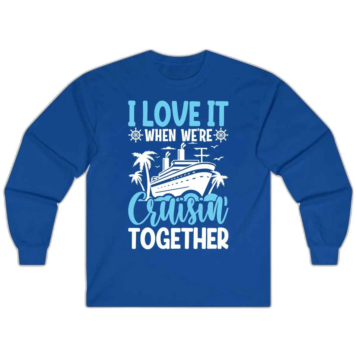 Cruising Together Nautical Design Long Sleeve in Royal
