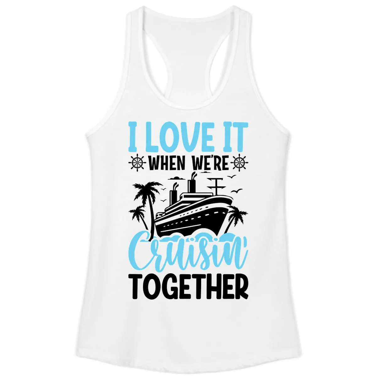 Cruising Together Nautical Design Ladies Tank in White
