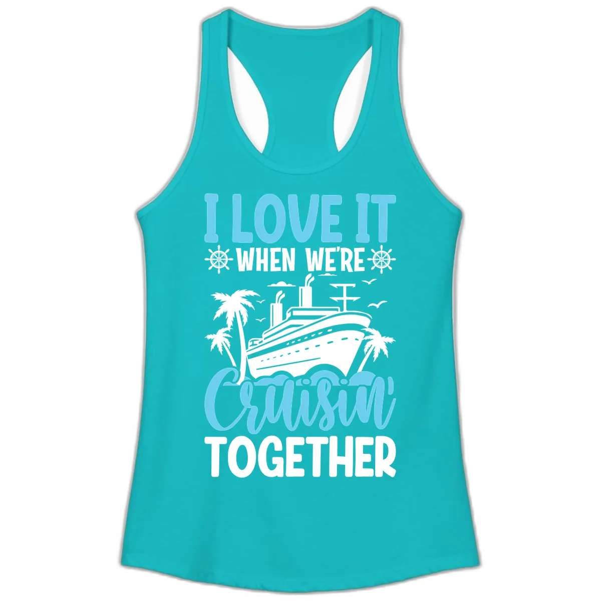 Cruising Together Nautical Design Ladies Tank in Tahiti Blue