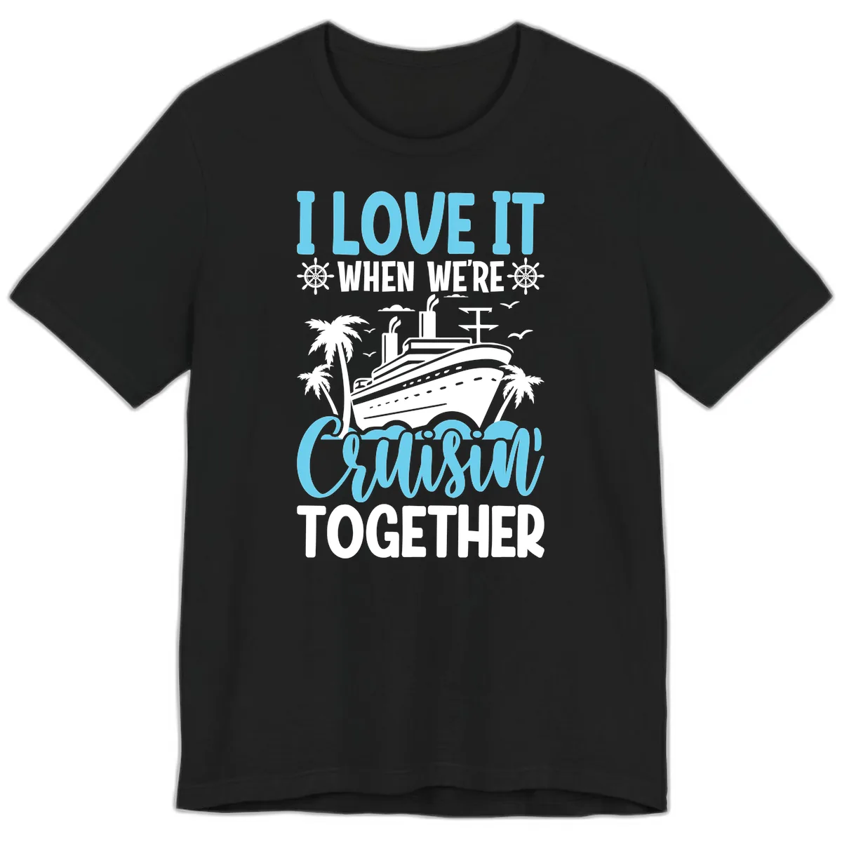 Cruising Together Nautical Design Premium T-Shirt in Black