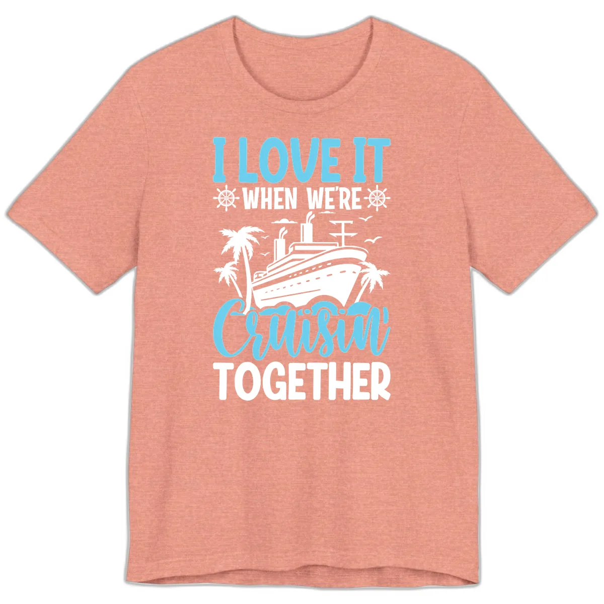 Cruising Together Nautical Design Premium T-Shirt in Heather Sunset