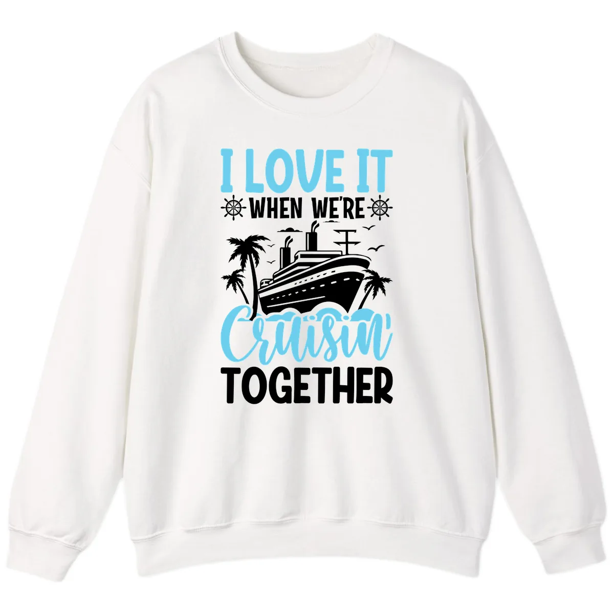 Cruising Together Nautical Design Sweatshirt in White