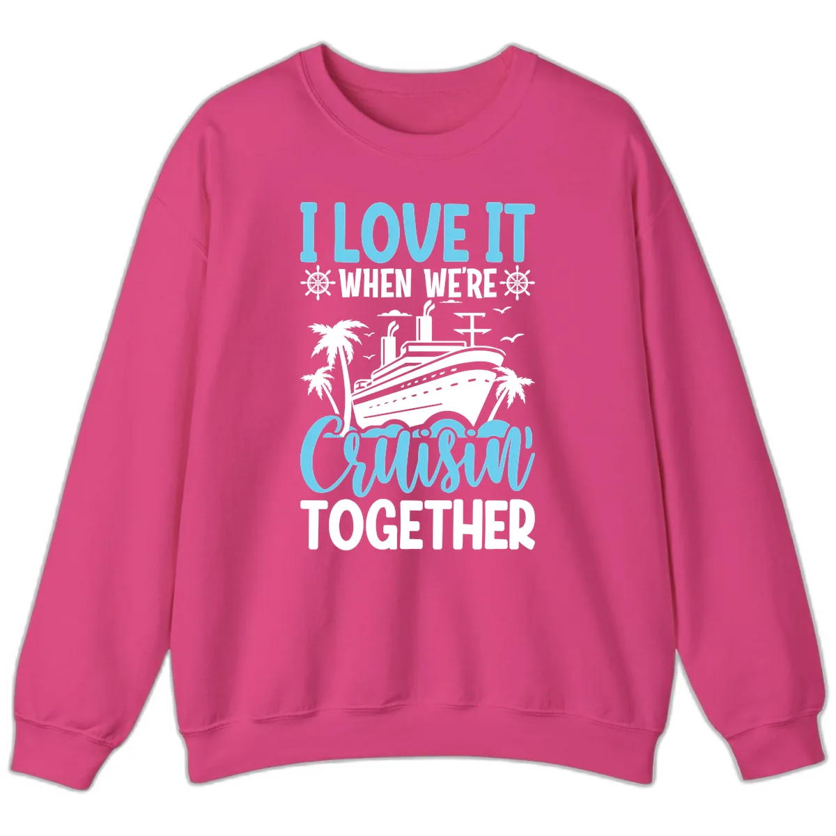 Cruising Together Nautical Design Sweatshirt in Heliconia