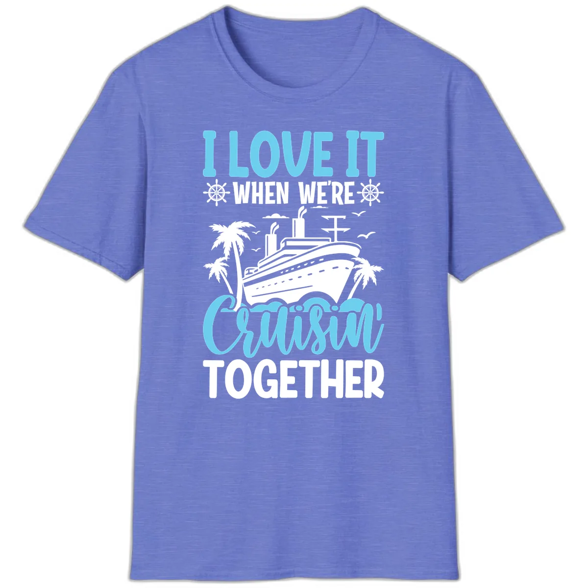 Cruising Together Nautical Design T-Shirt in Heather Royal