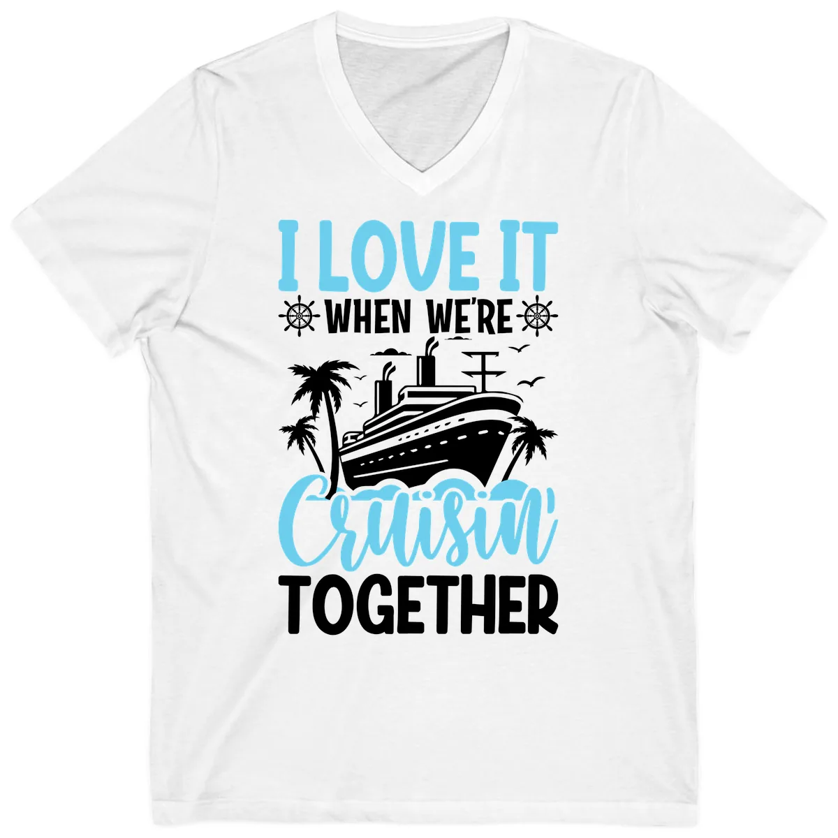 Cruising Together Nautical Design V-Neck in White