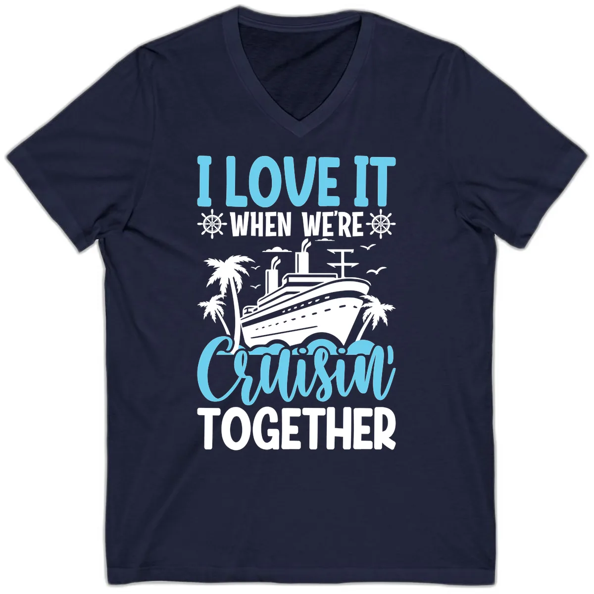Cruising Together Nautical Design V-Neck in Navy