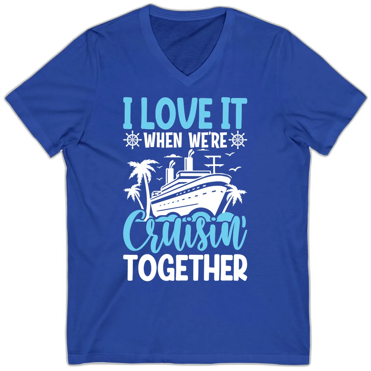 Cruising Together Nautical Design V-Neck in True Royal