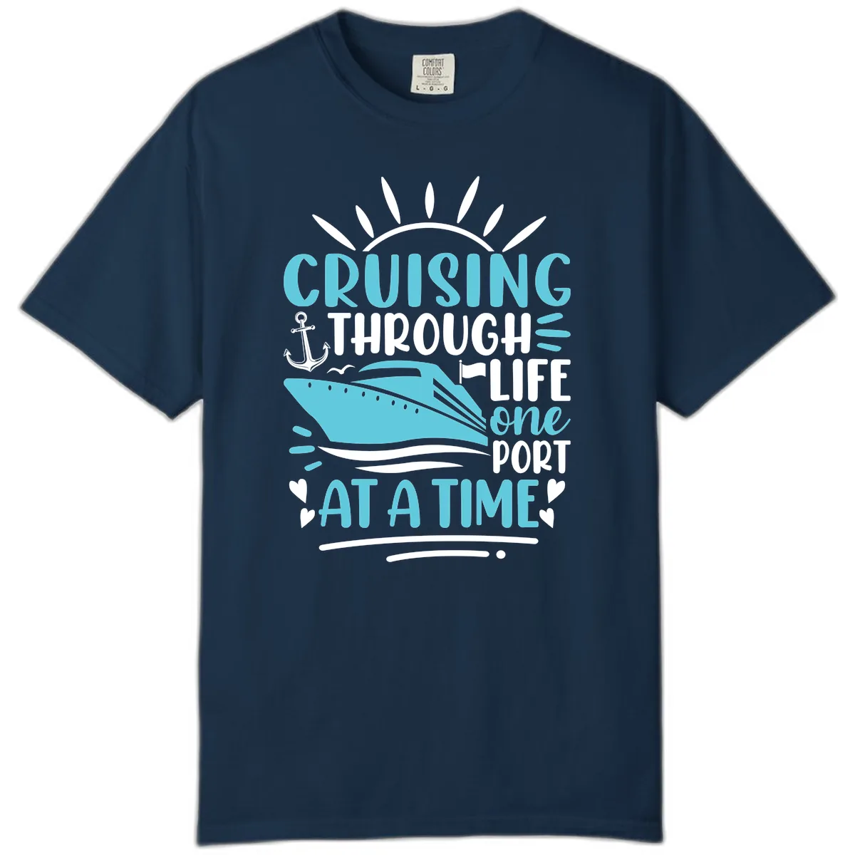 Cruising Through Life One Port At A Time Comfort Color in True Navy