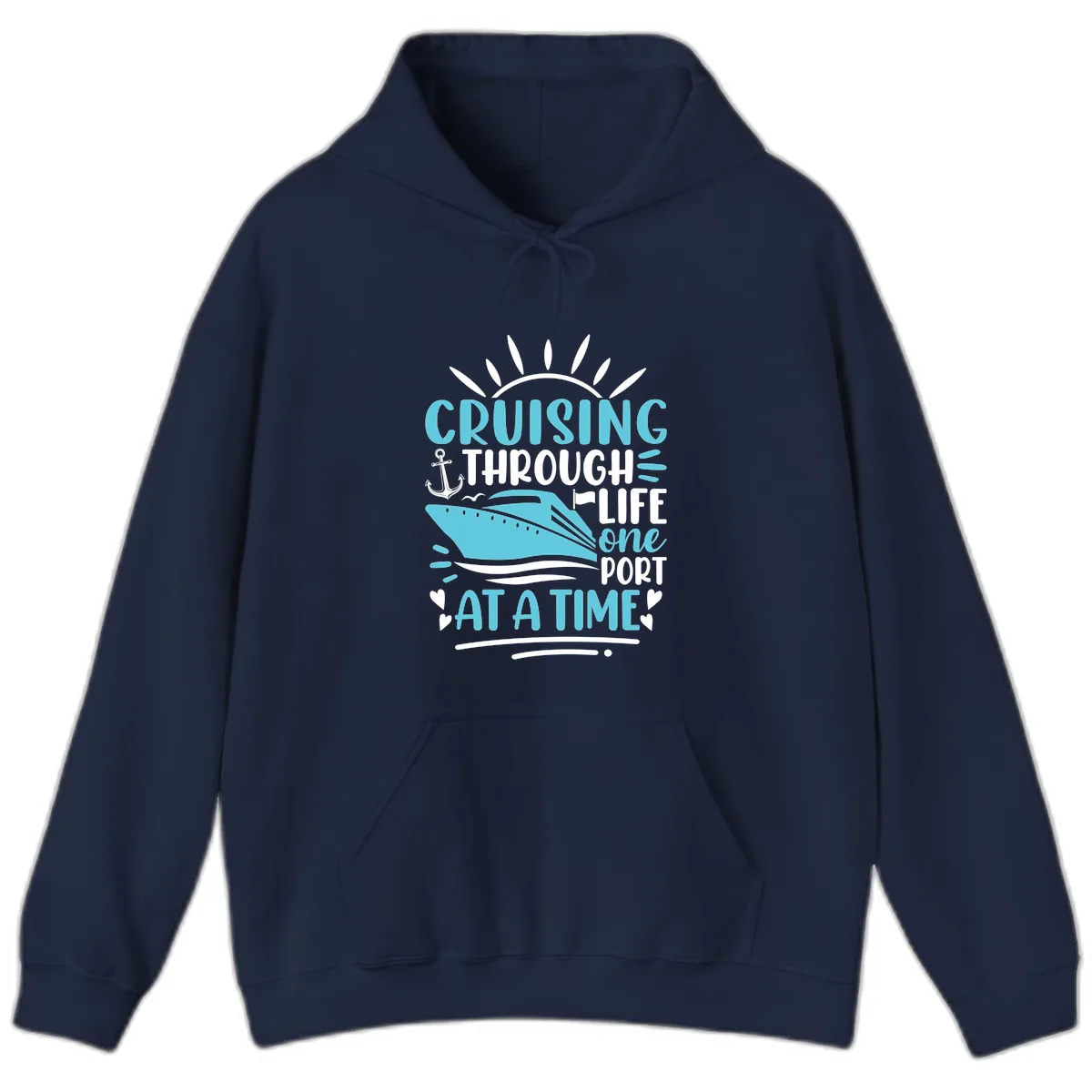 Cruising Through Life One Port At A Time Hoodie in Navy