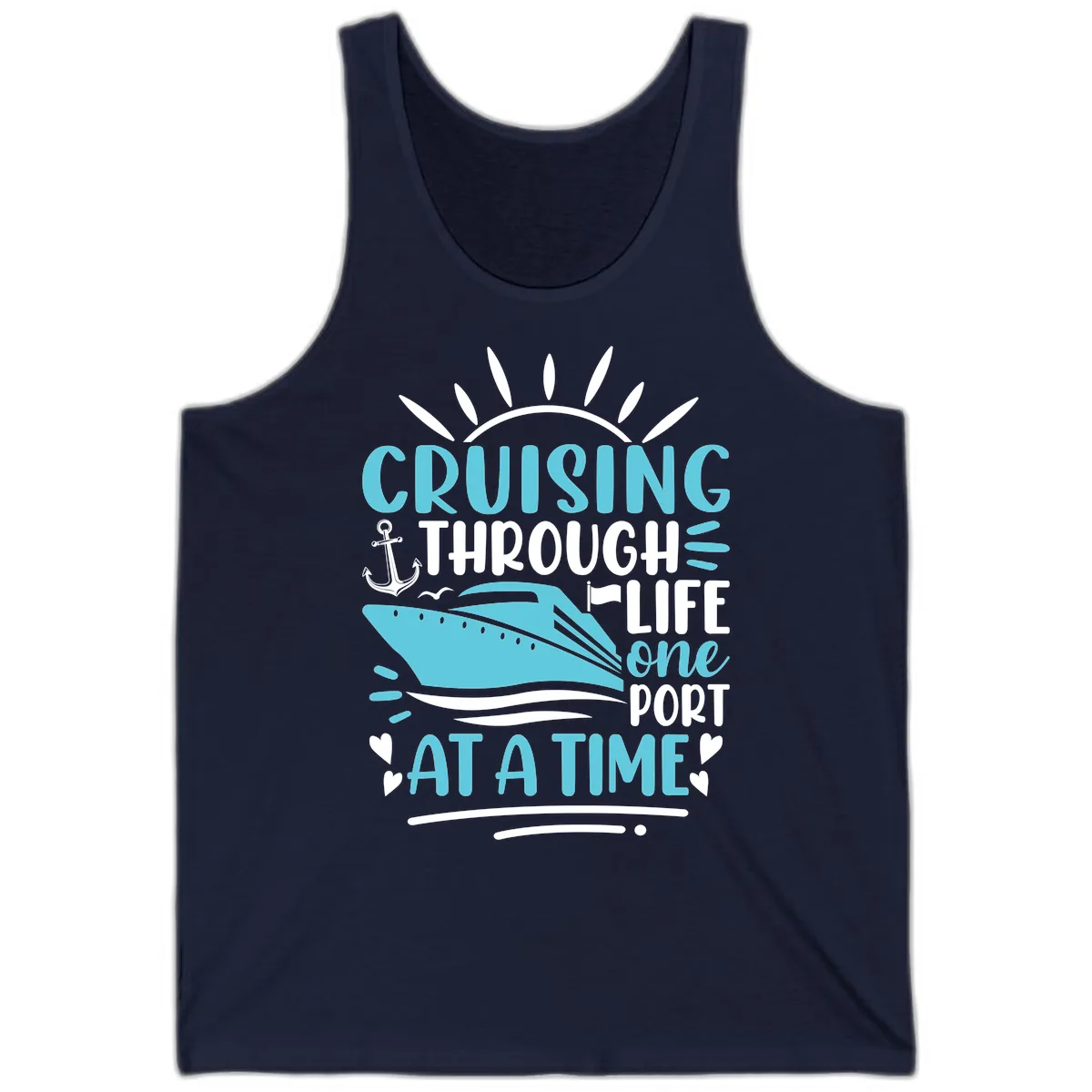 Cruising Through Life One Port At A Time Tank in Navy