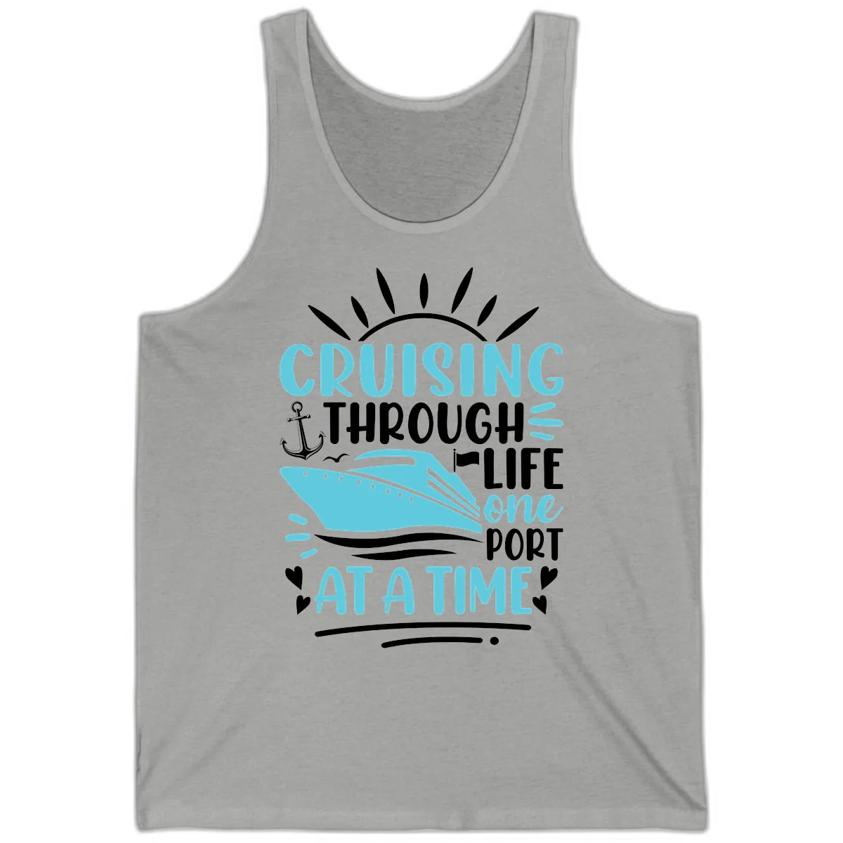 Cruising Through Life One Port At A Time Tank in Athletic Heather