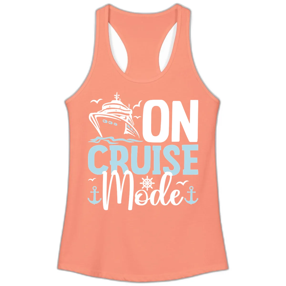 On Cruise Mode Ladies Tank in Solid Light Orange