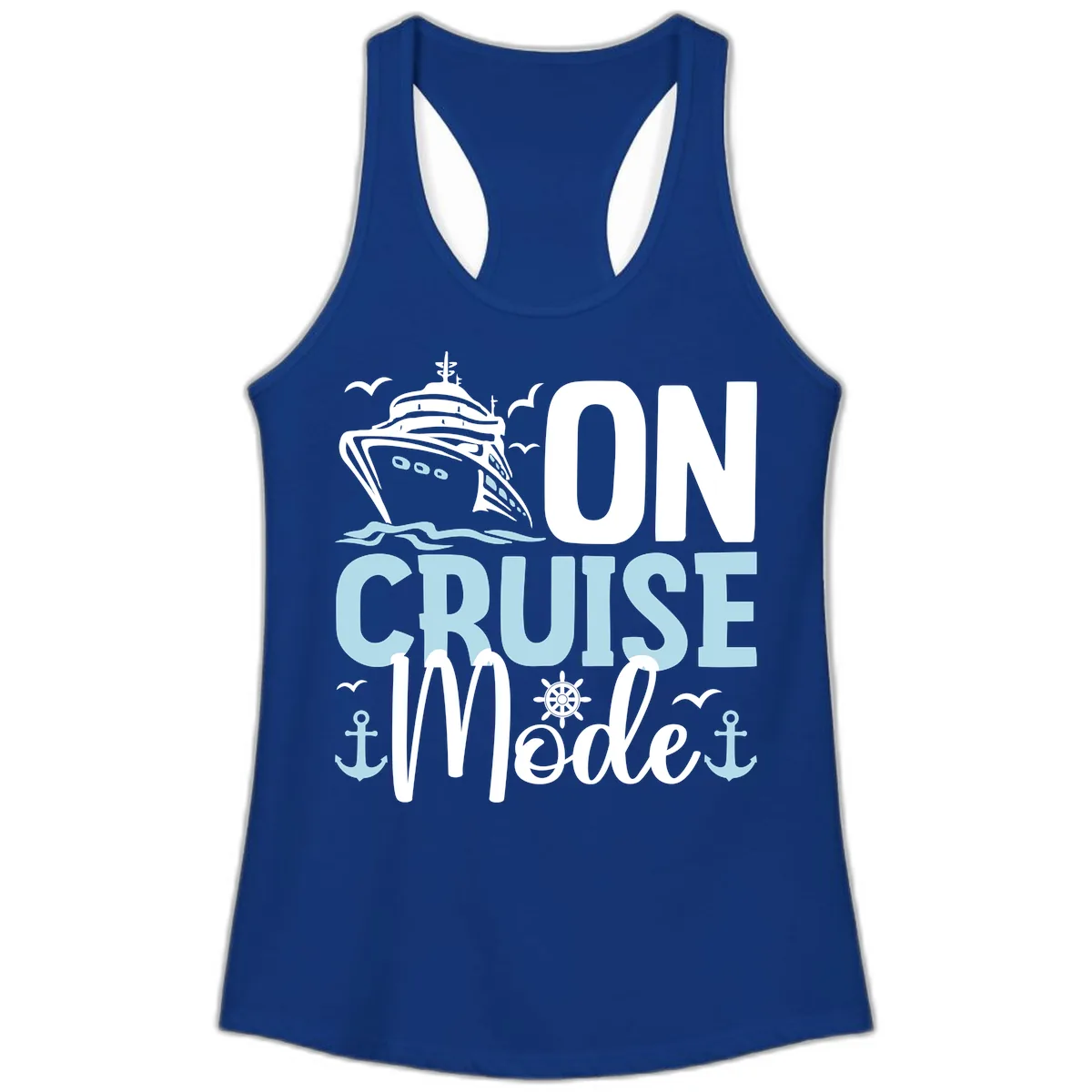 On Cruise Mode Ladies Tank in Solid Royal