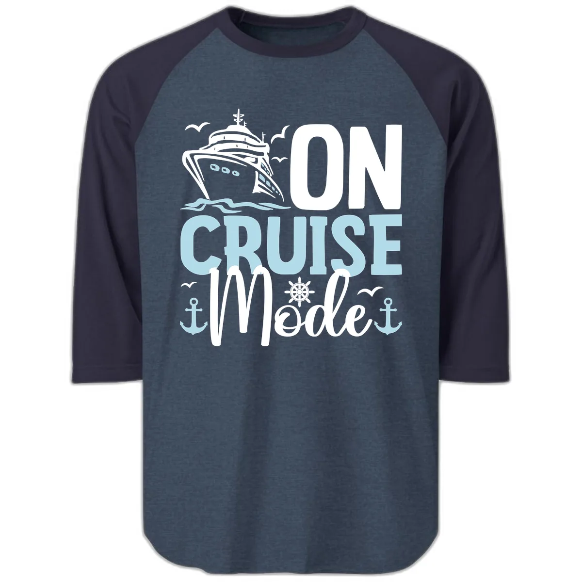 On Cruise Mode Raglan 3/4 in Heather Denim Navy
