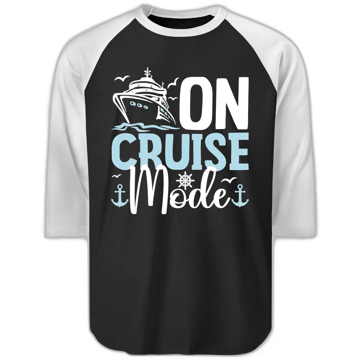 On Cruise Mode Raglan 3/4 in Black White