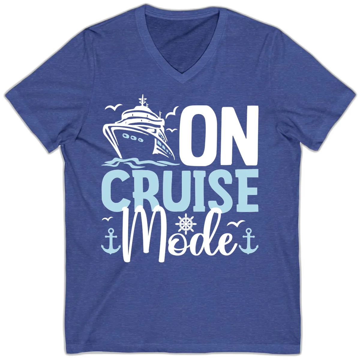 On Cruise Mode V-Neck in Heather True Royal
