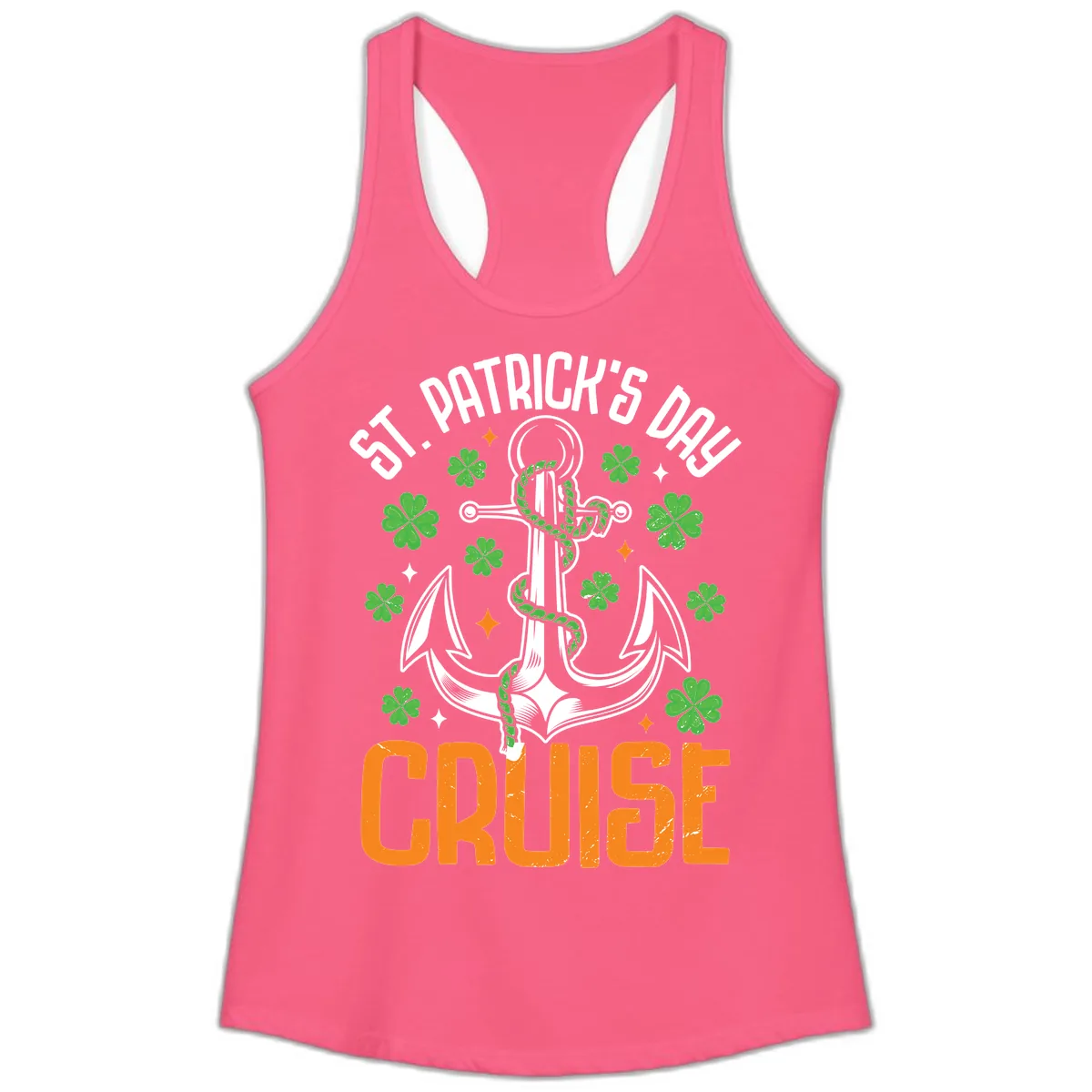 St. Patrick's Day Cruise Ladies Tank in Solid Hot Pink