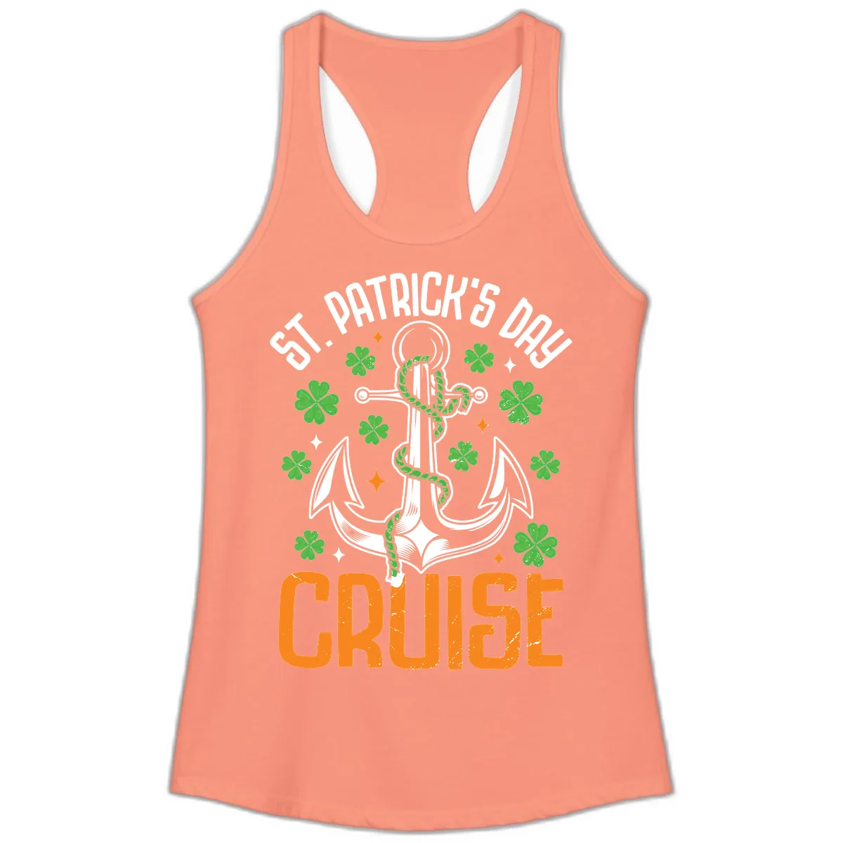 St. Patrick's Day Cruise Ladies Tank in Solid Light Orange