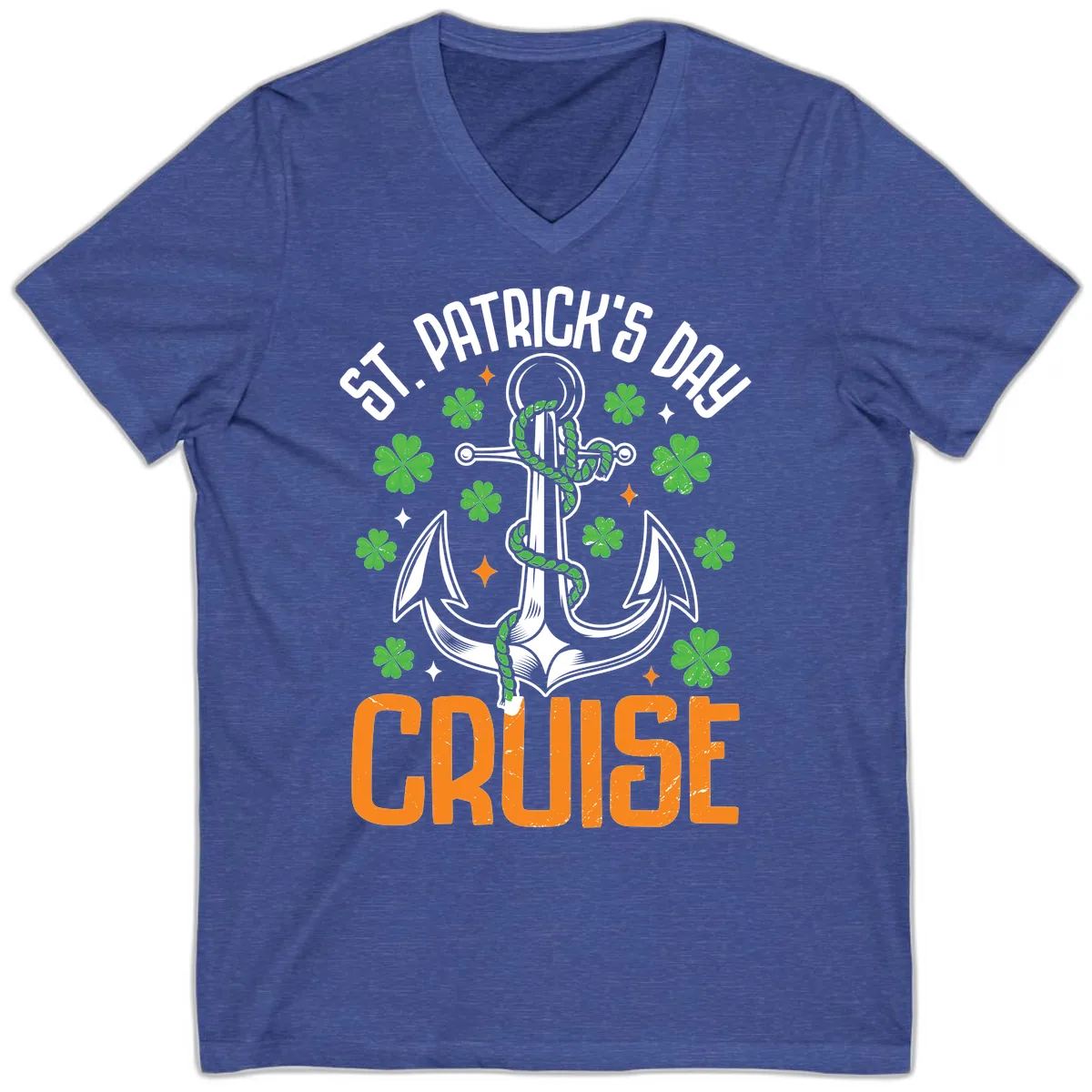 St. Patrick's Day Cruise V-Neck in Heather True Royal