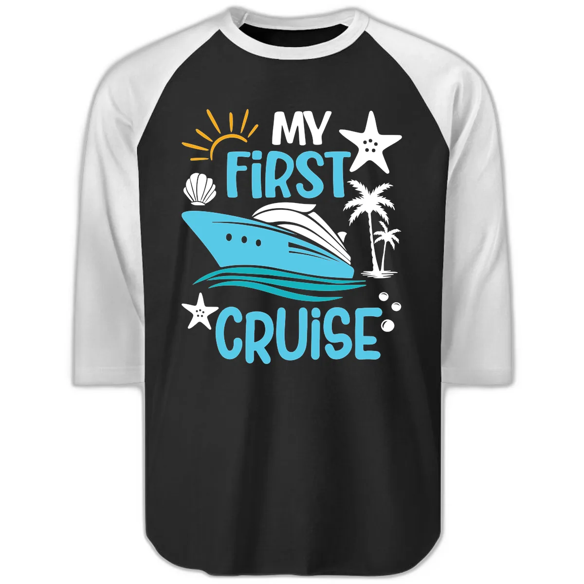 My First Cruise Raglan 3/4 in Black White