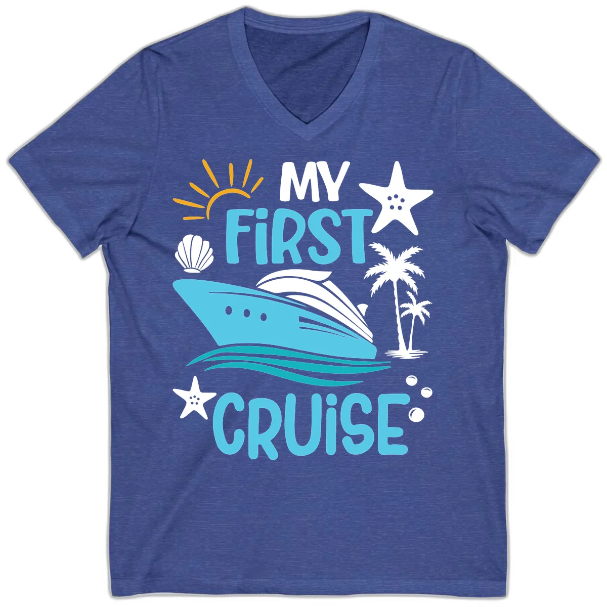My First Cruise V-Neck in Heather True Royal