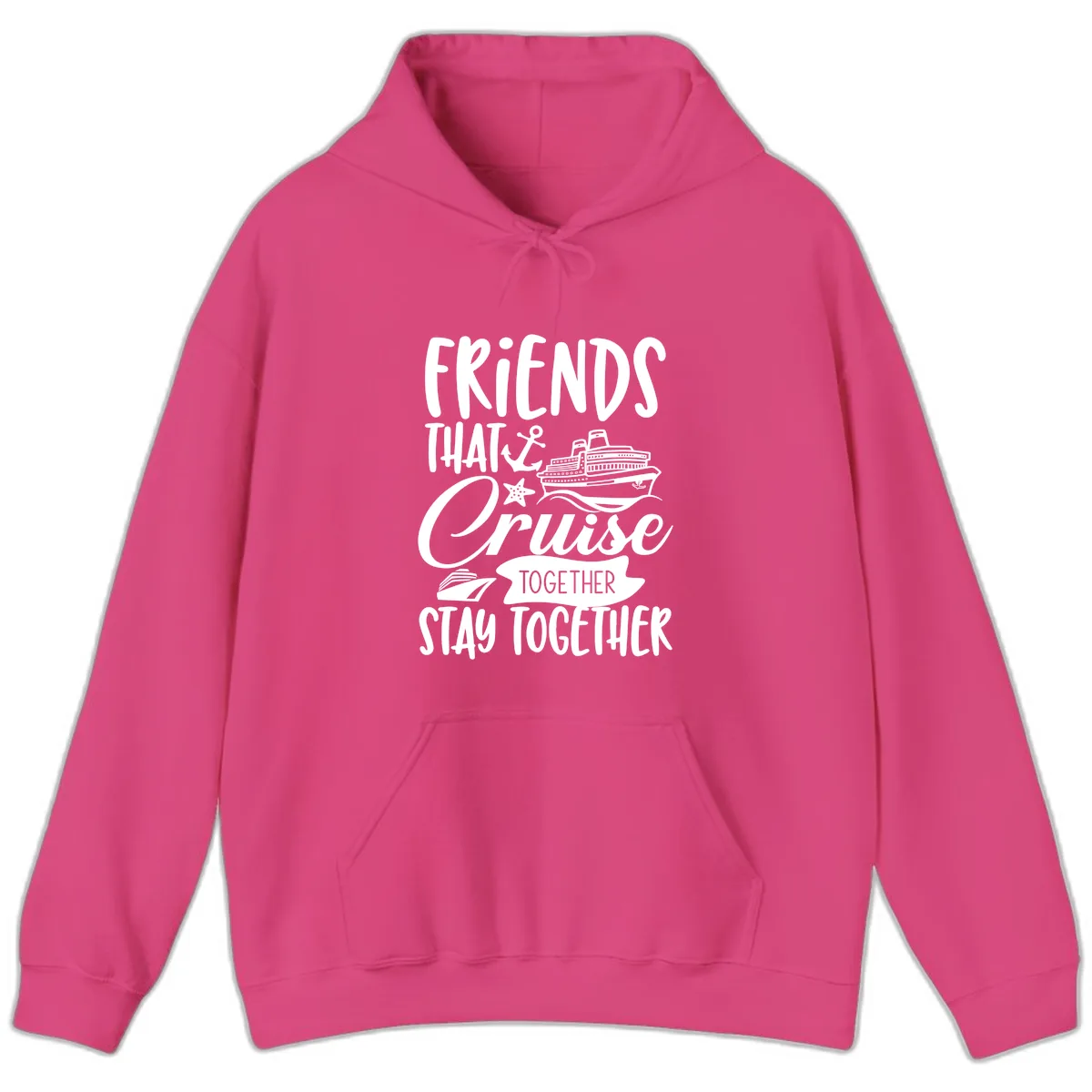 Friends That Cruise Together Hoodie in Heliconia