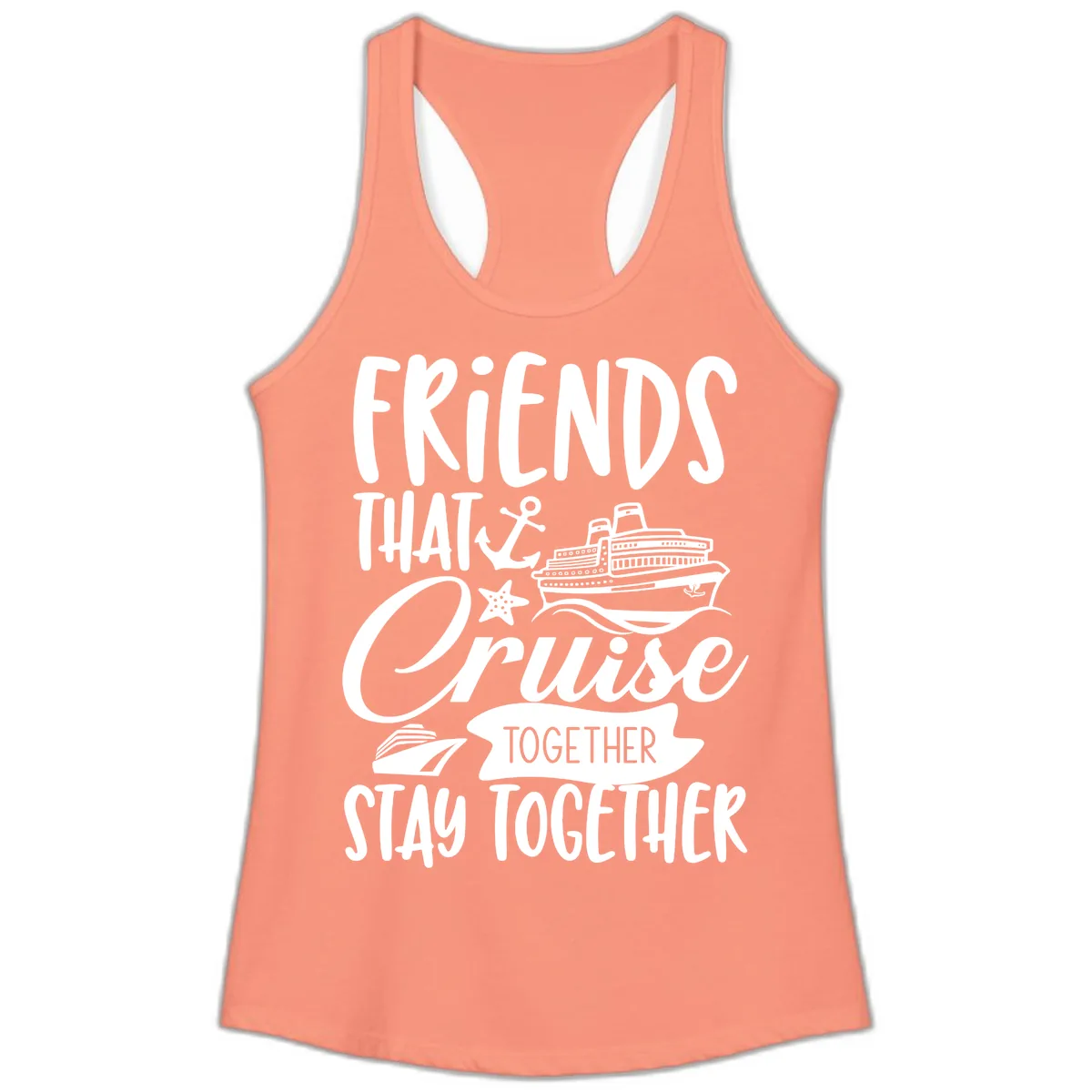Friends That Cruise Together Ladies Tank in Solid Light Orange