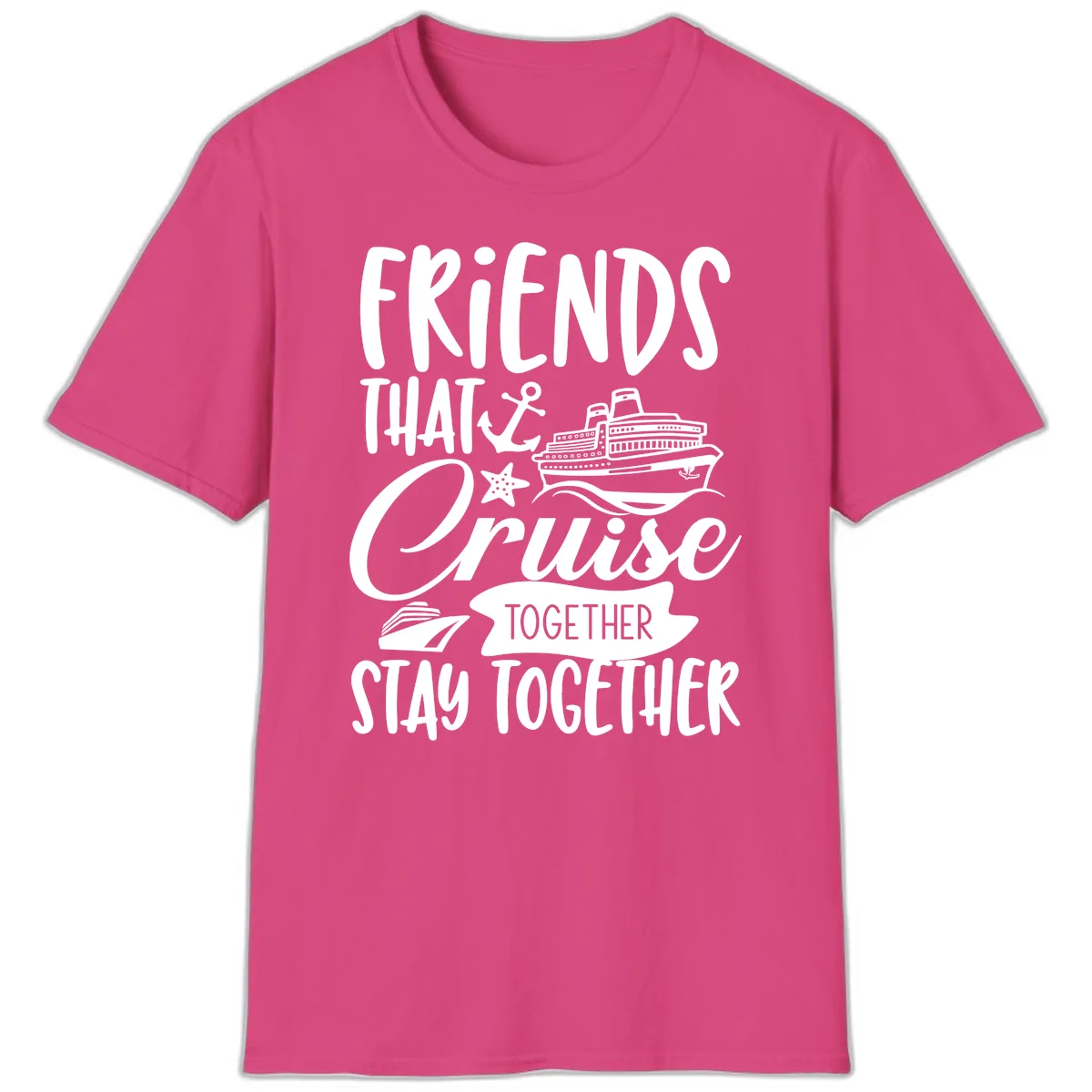 Friends That Cruise Together T-Shirt in Heliconia