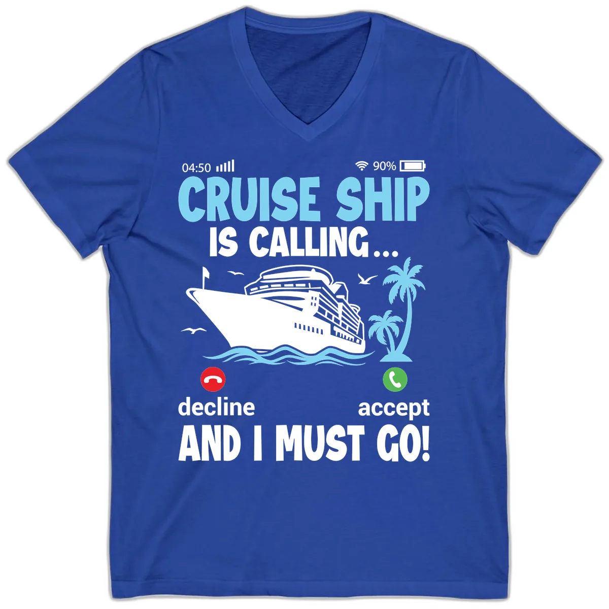 Cruise Ship Is Calling V-Neck in True Royal