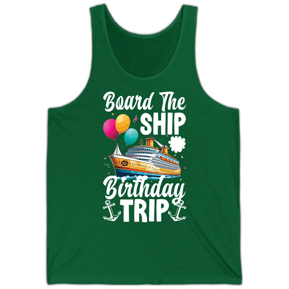 Board The Ship Birthday Trip Tank in Kelly