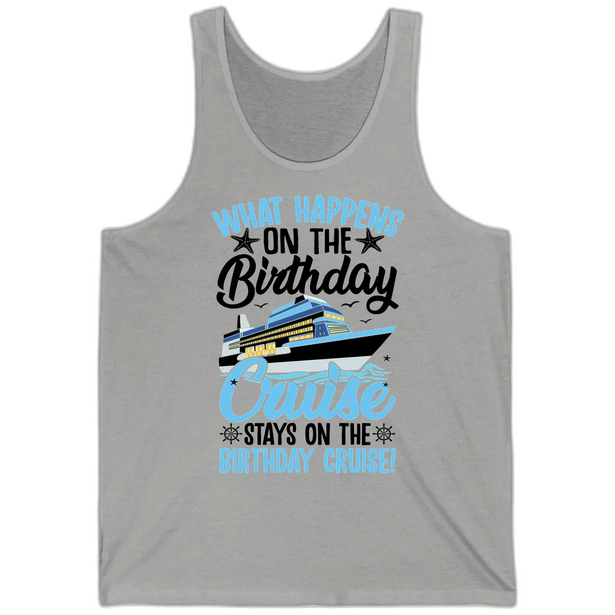 What Happens On The Birthday Cruise Tank in Athletic Heather