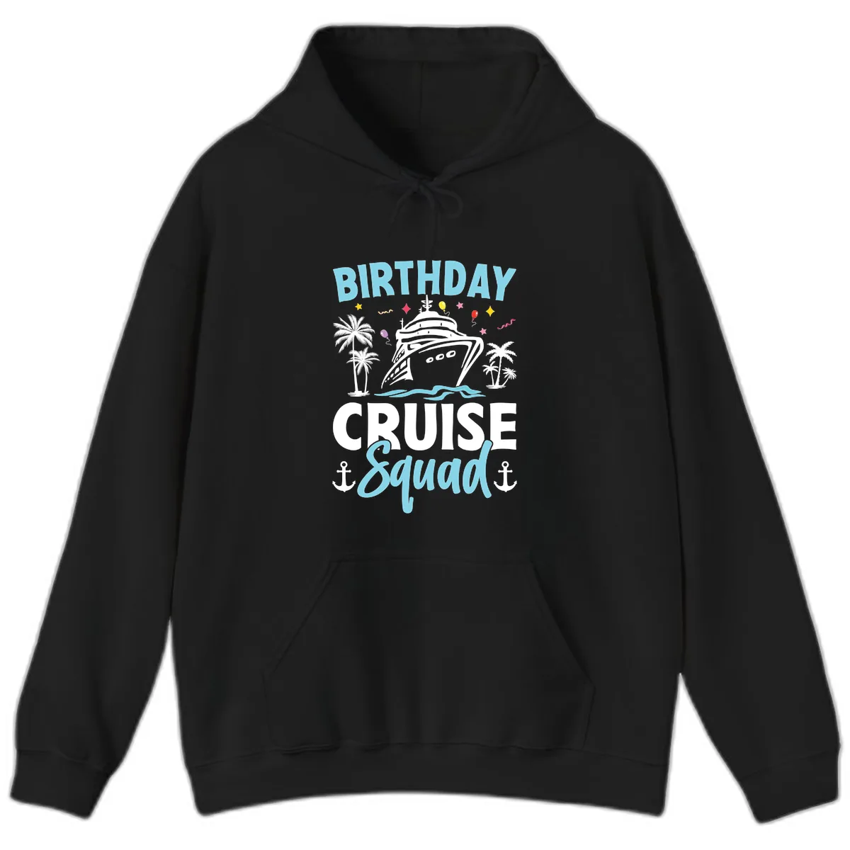 Birthday Cruise Squad Hoodie in Black