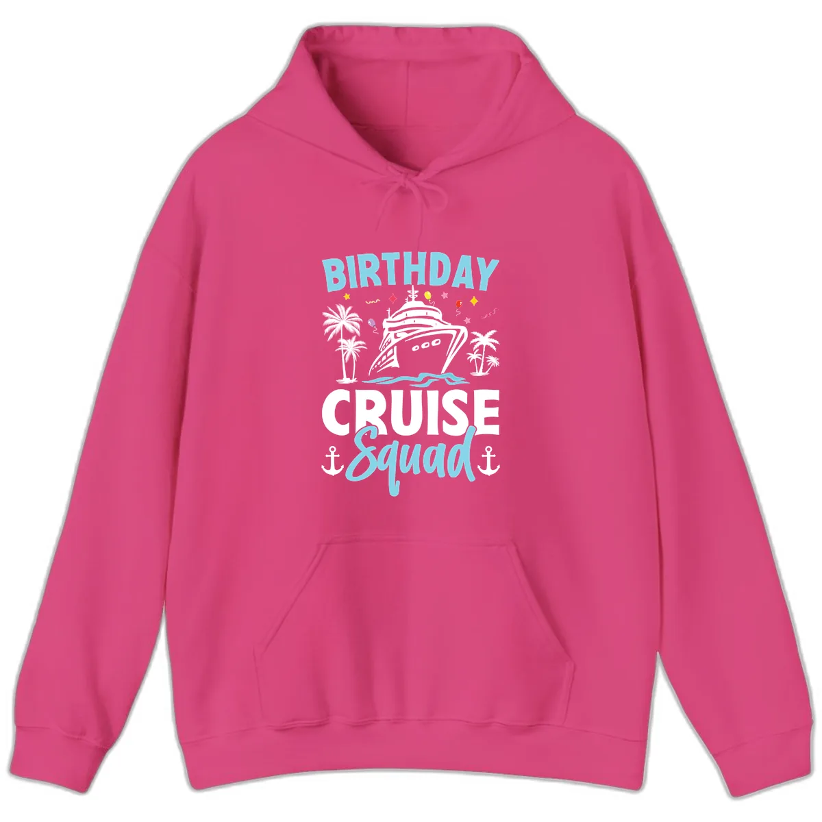 Birthday Cruise Squad Hoodie in Heliconia