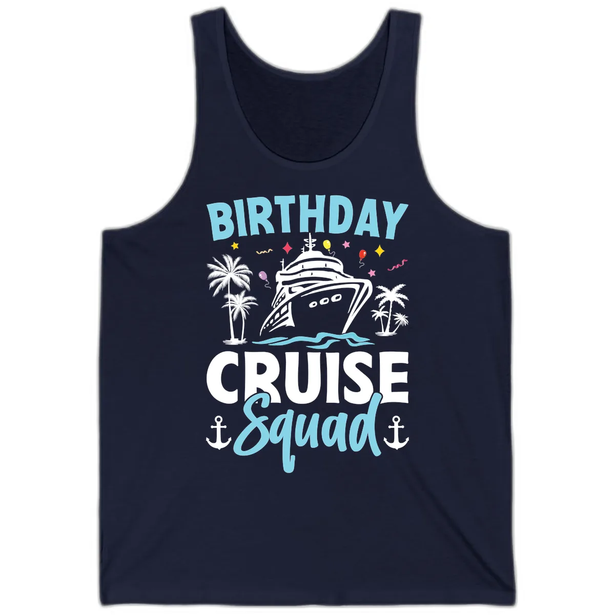 Birthday Cruise Squad Tank in Navy