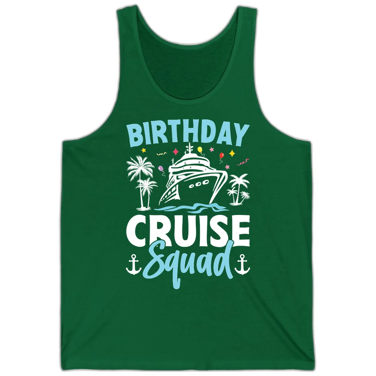 Birthday Cruise Squad Tank in Kelly