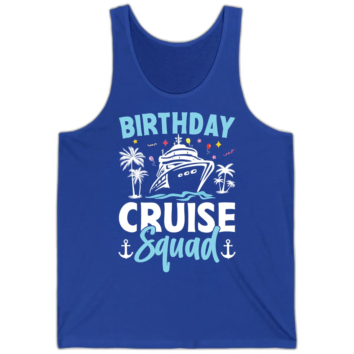 Birthday Cruise Squad Tank in True Royal