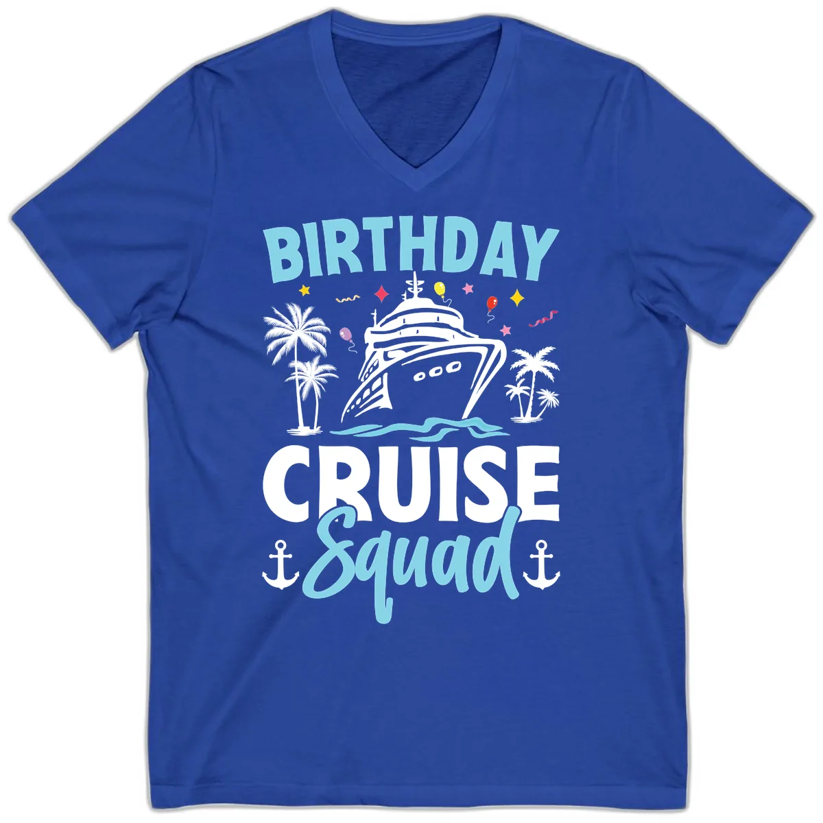 Birthday Cruise Squad V-Neck in True Royal